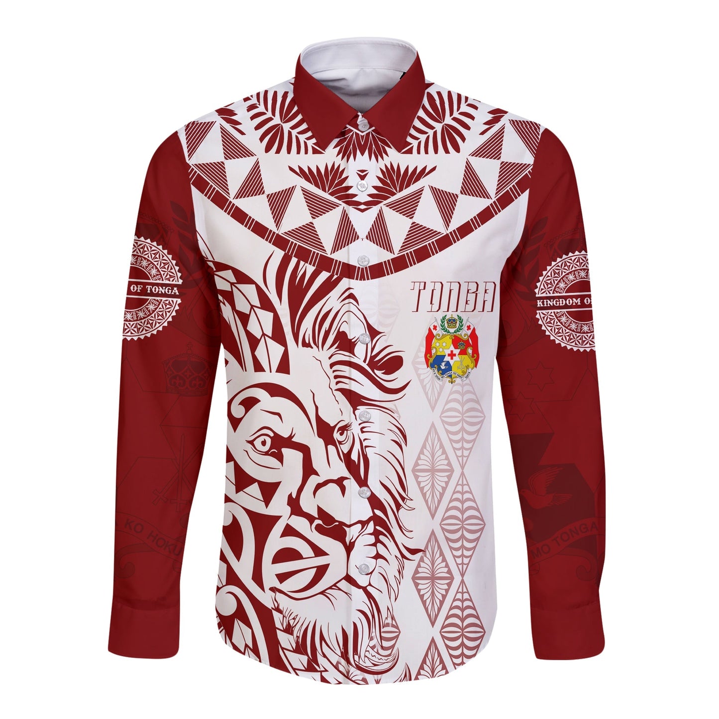 Tonga Long Sleeves Button Shirt Emancipation Day Lion Style