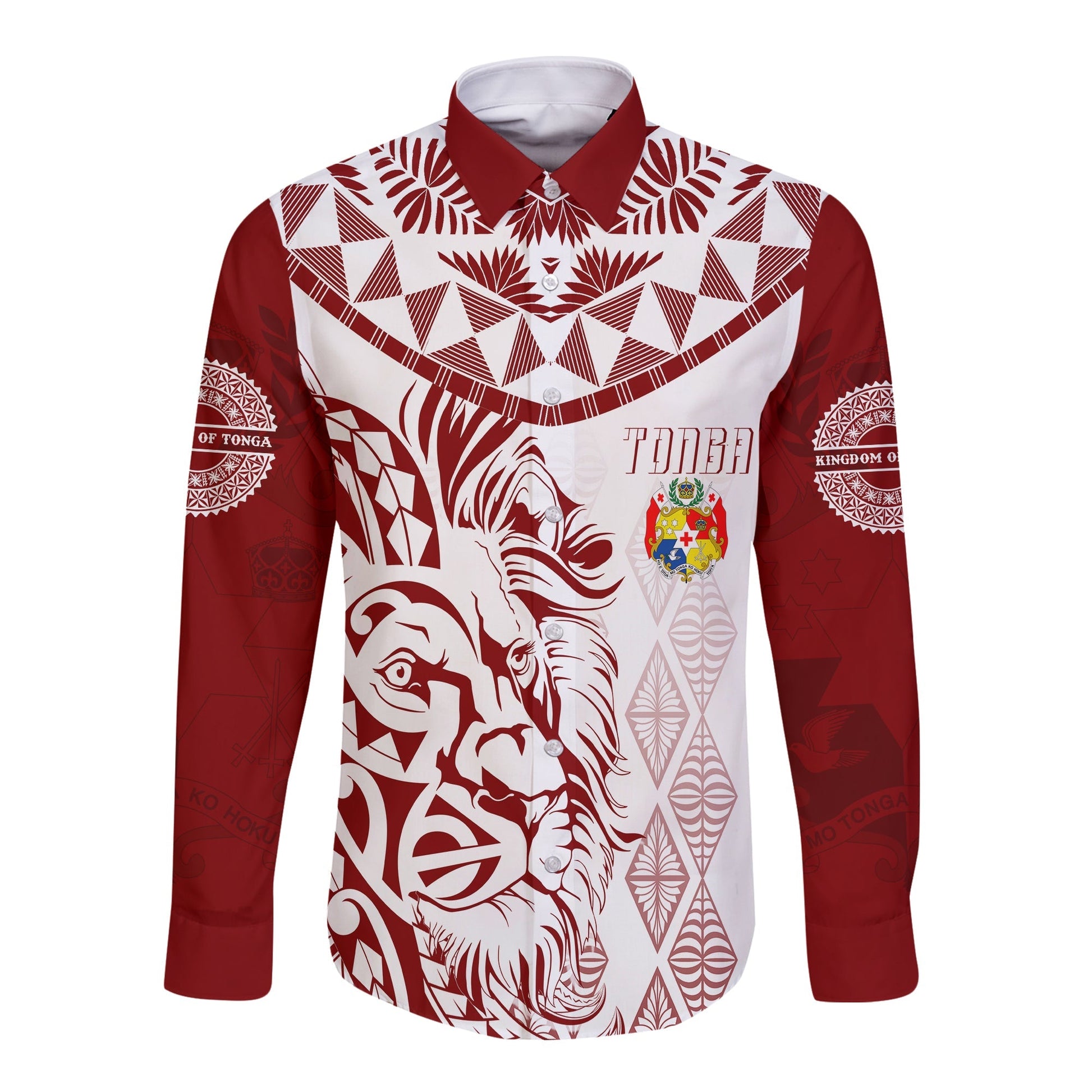 Tonga Long Sleeves Button Shirt Emancipation Day Lion Style