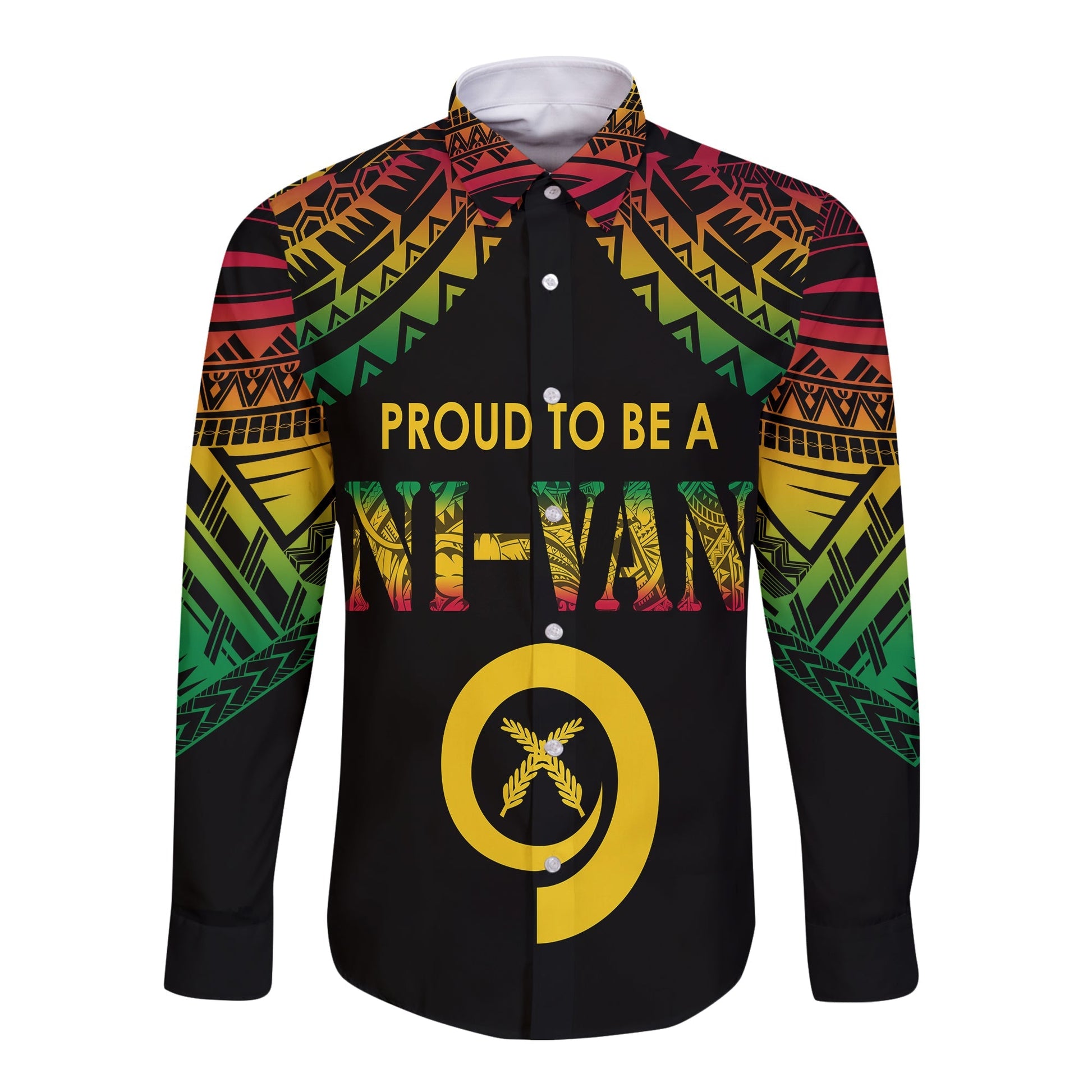 Vanuatu Proud To Be A Ni Van Polynesian Pattern Long Sleeves Button Shirt