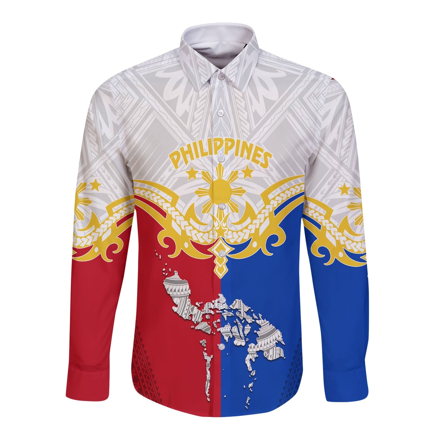 Philippines Long Sleeves Button Shirt Tribal Mix Style