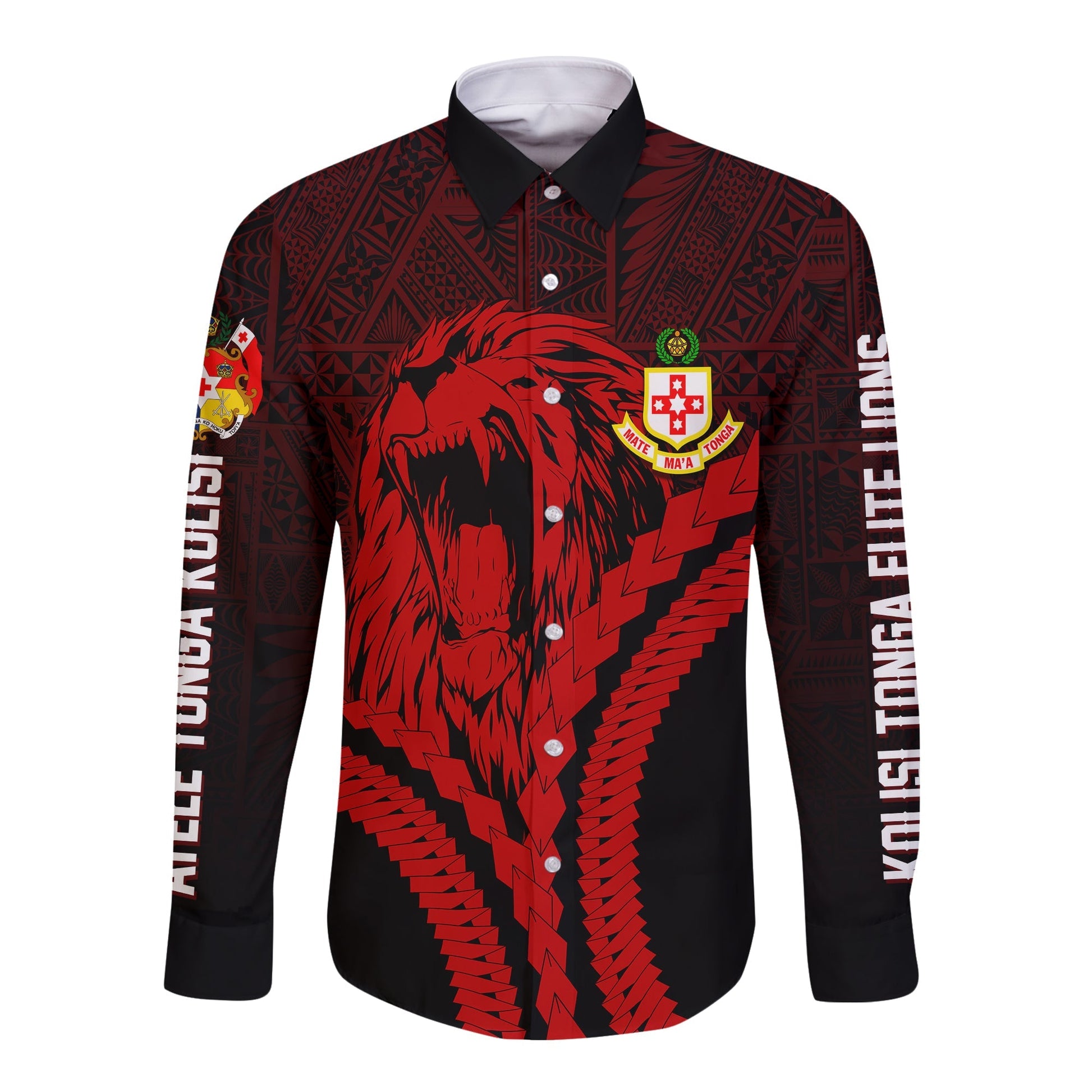 Kolisi Tonga 'Atele Personalised Long Sleeves Button Shirt Roaring Lion