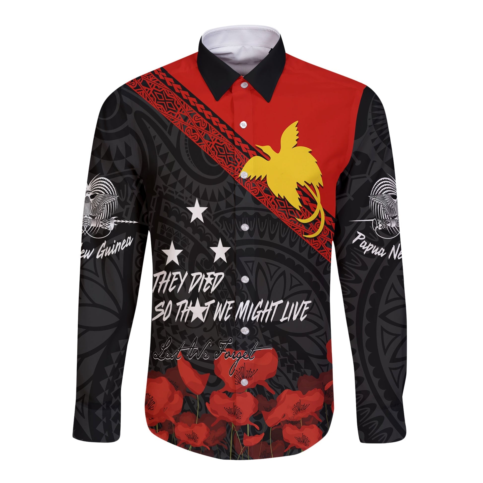 Papua New Guinea Long Sleeves Button Shirt PNG Remembrance Day