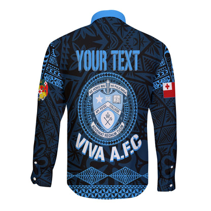 Personalised Tonga Apifo'ou College Long Sleeves Button Shirt Viva AFC Black