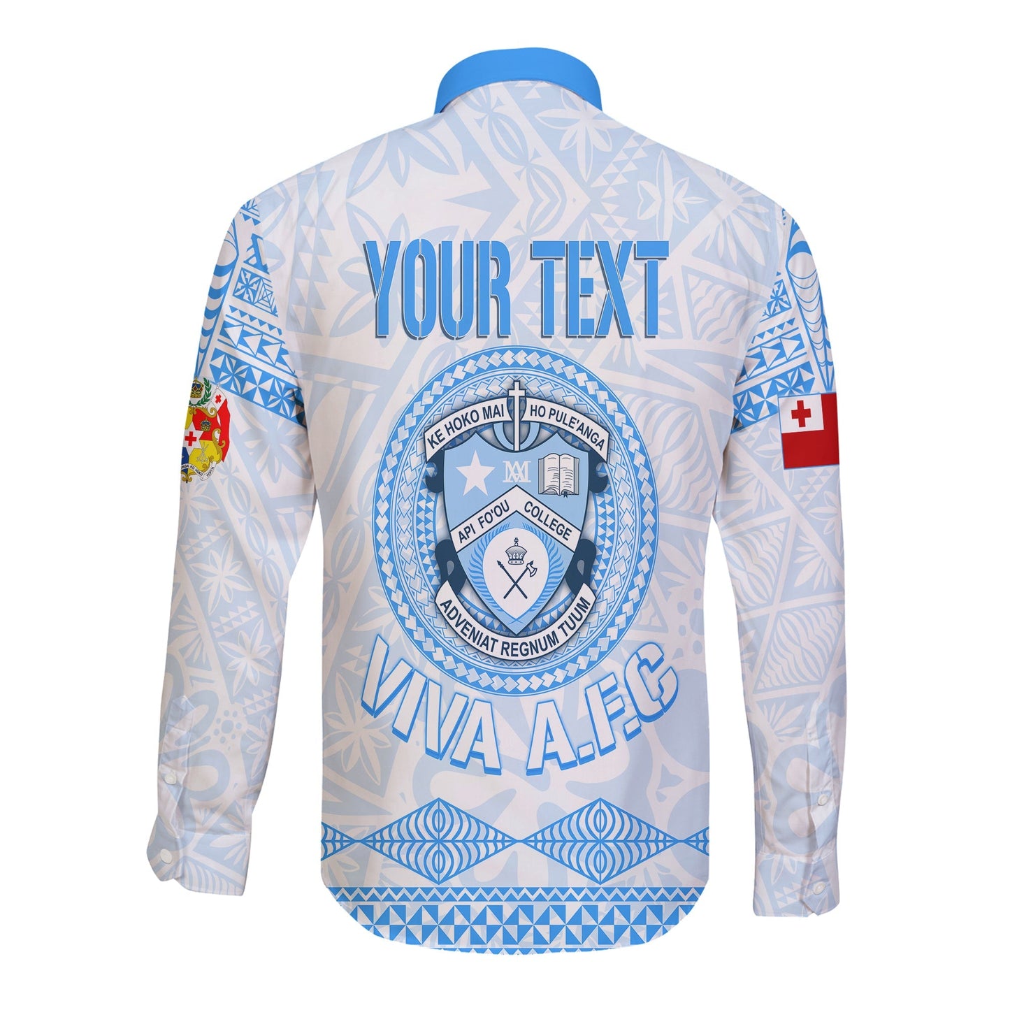 Personalised Tonga Apifo'ou College Long Sleeves Button Shirt Viva AFC White