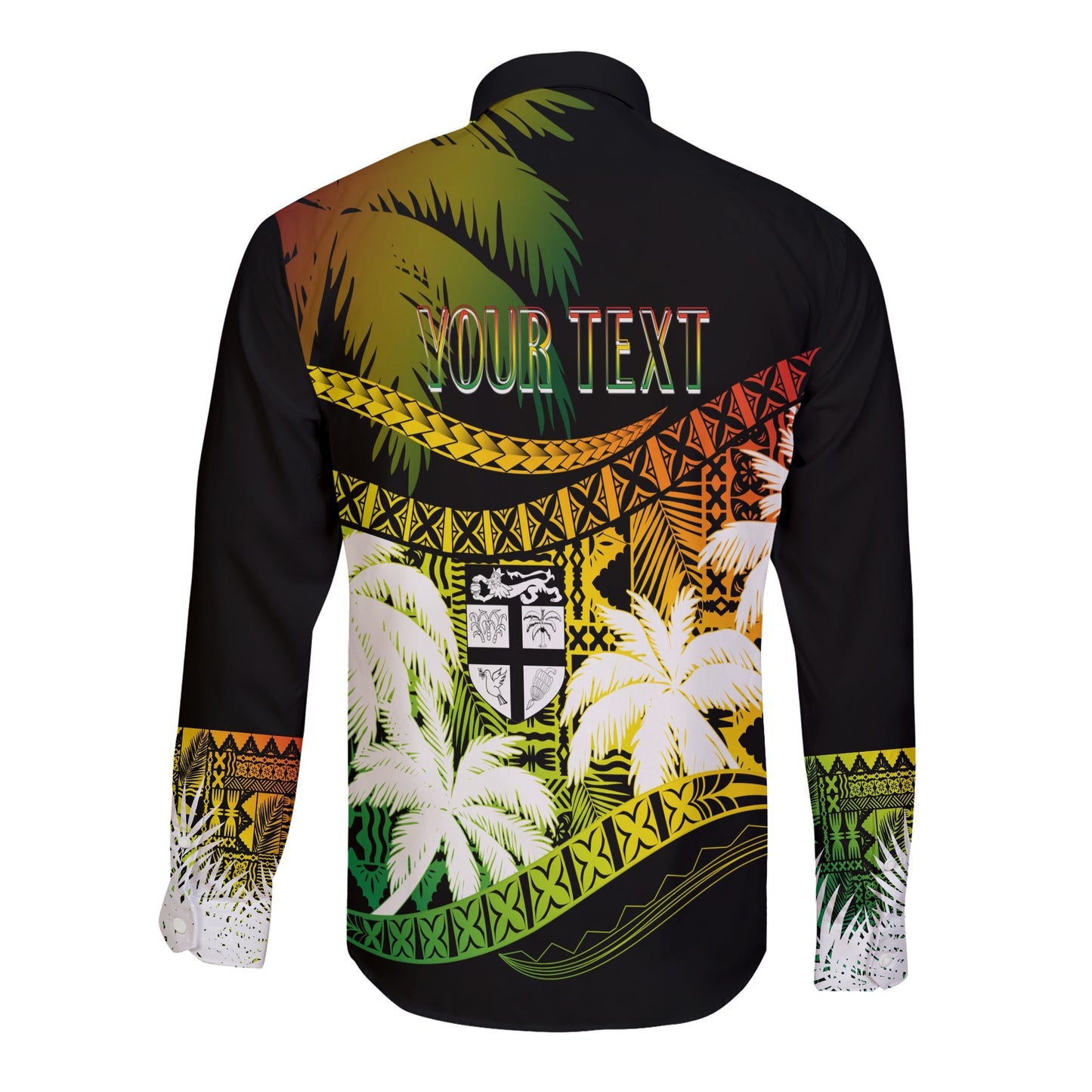 Personalised Fiji Day Long Sleeves Button Shirt Flying Fijians Masi Kesa Style Reggae
