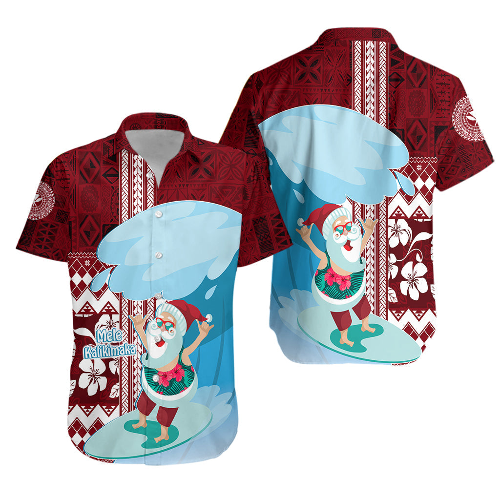 Hawaii Christmas Surfing Santa Claus Mele Kalikimaka Hawaiian Shirt