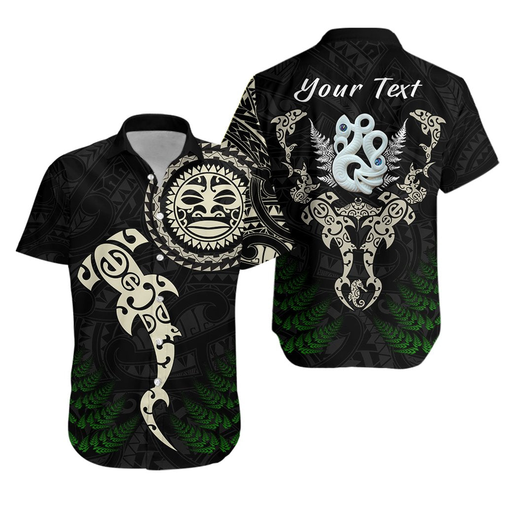 Custom Personalised Aotearoa Fern Hawaiian Shirt Maori Manaia and Fish