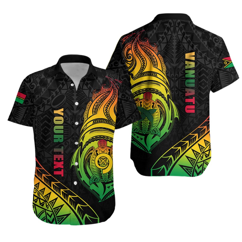 Custom Personalised Vanuatu Rugby Hawaiian Shirt Turtle Color