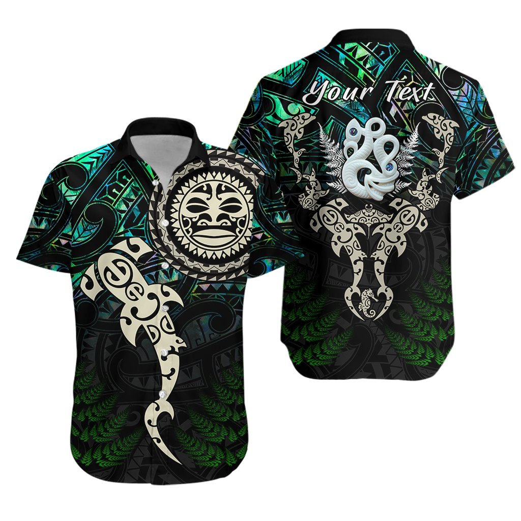 Custom Personalised Aotearoa Paua Shell Hawaiian Shirt Maori Manaia and Fish