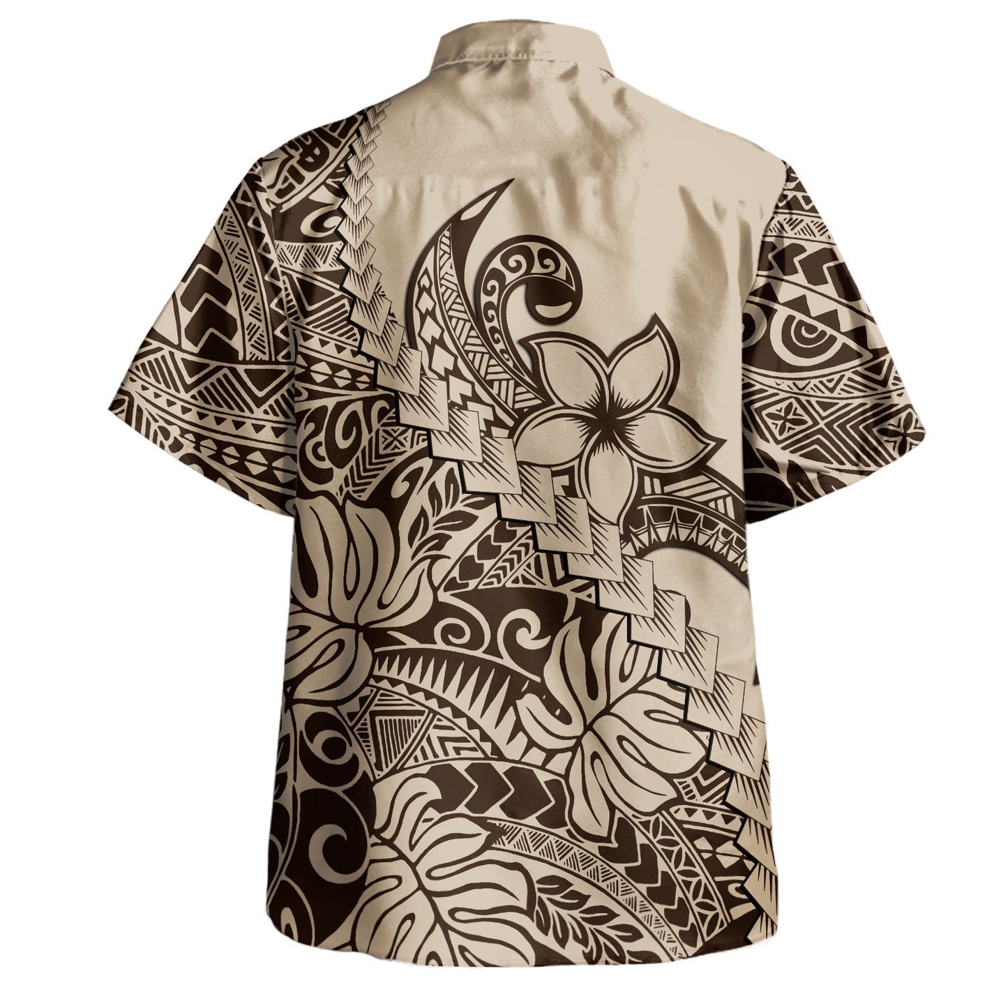 Polynesian Tribal Hawaiian Shirt Plumeria Flowers Pattern Tropical Island Hawaii Shirt