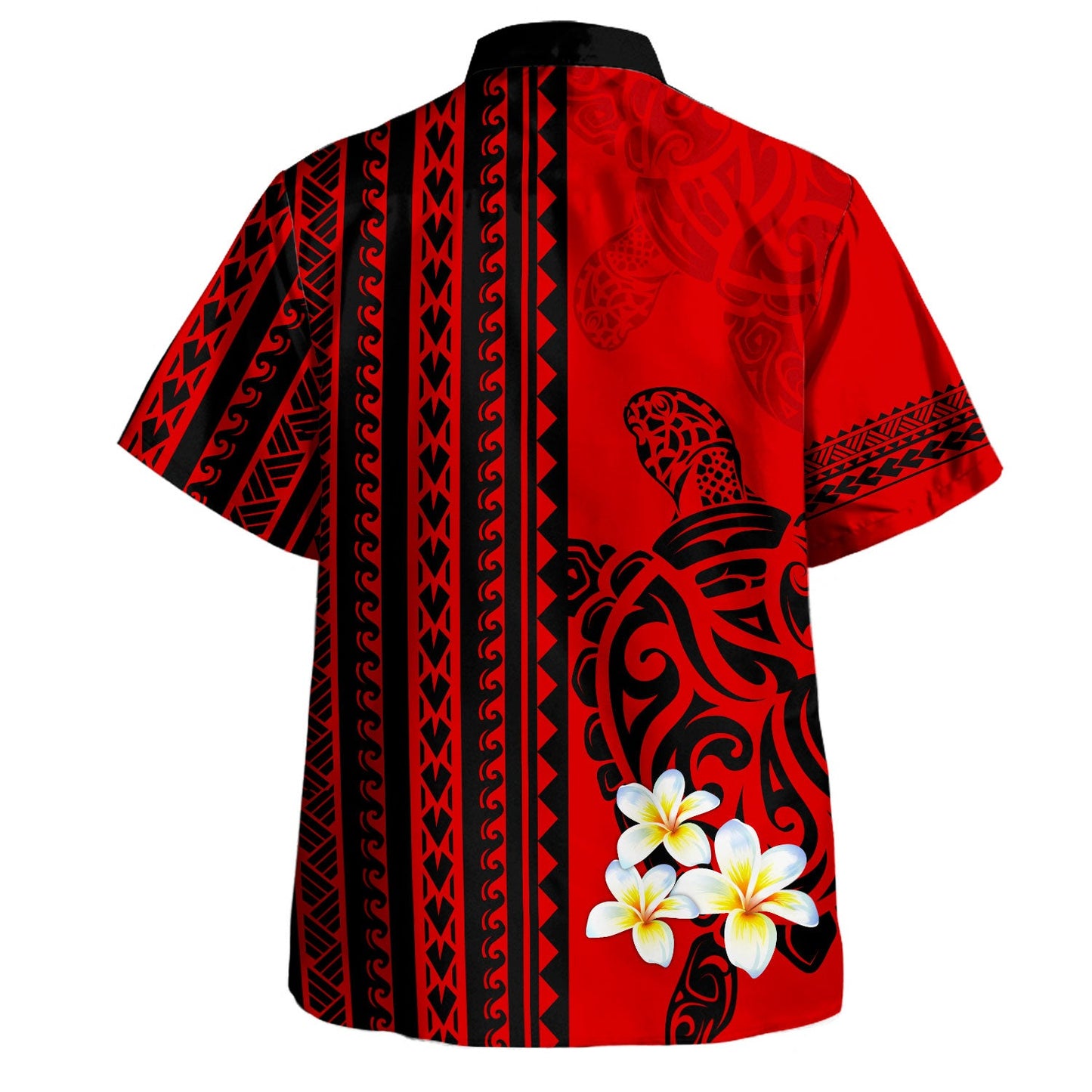 Polynesian Hawaiian Shirt Tribal Polynesian Turtle Plumeria Flowers Short Sleeve Shirt
