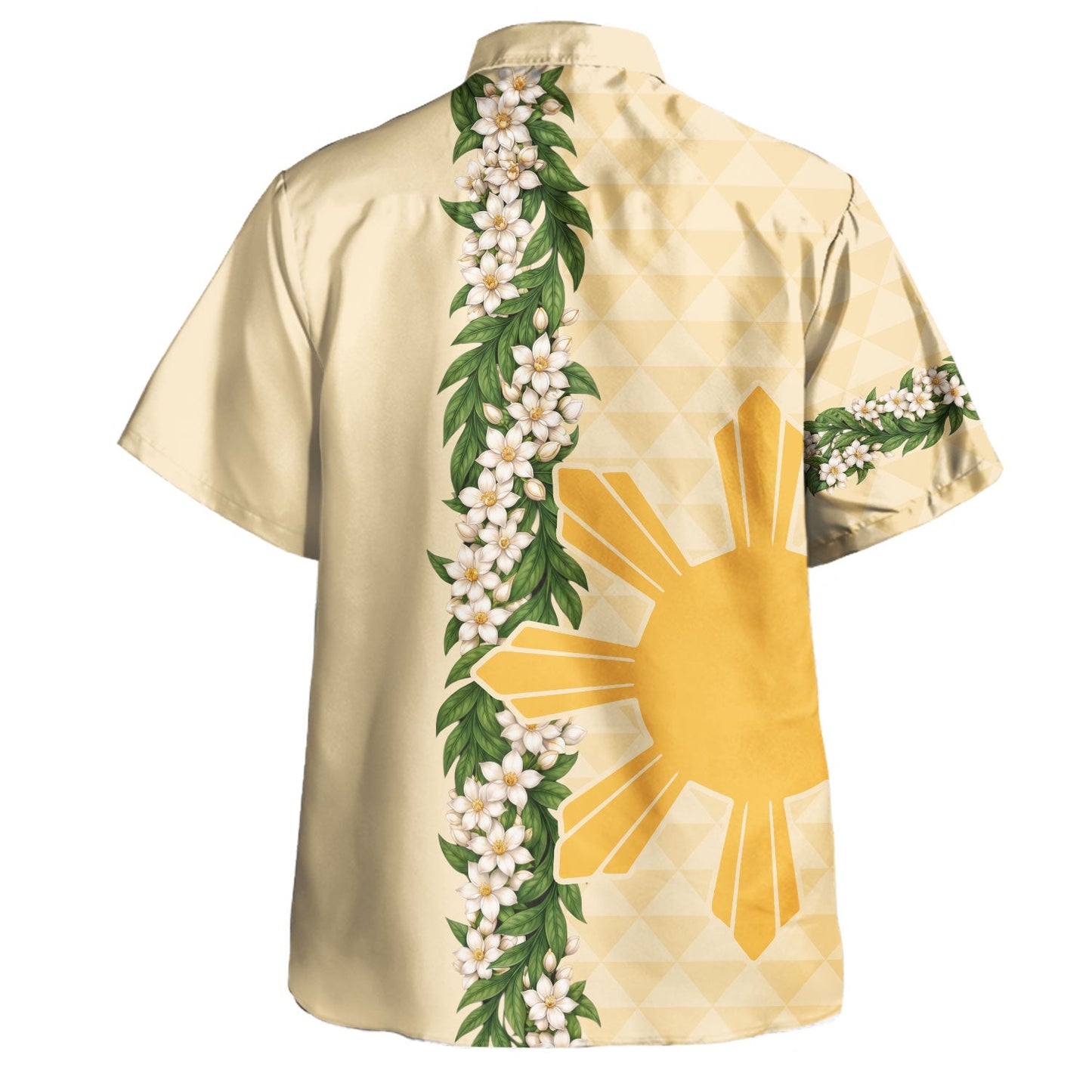 Philippines Filipinos Hawaiian Shirt Sampaguita Flower Sun Pattern Island Style Yellow Hawaii Shirt
