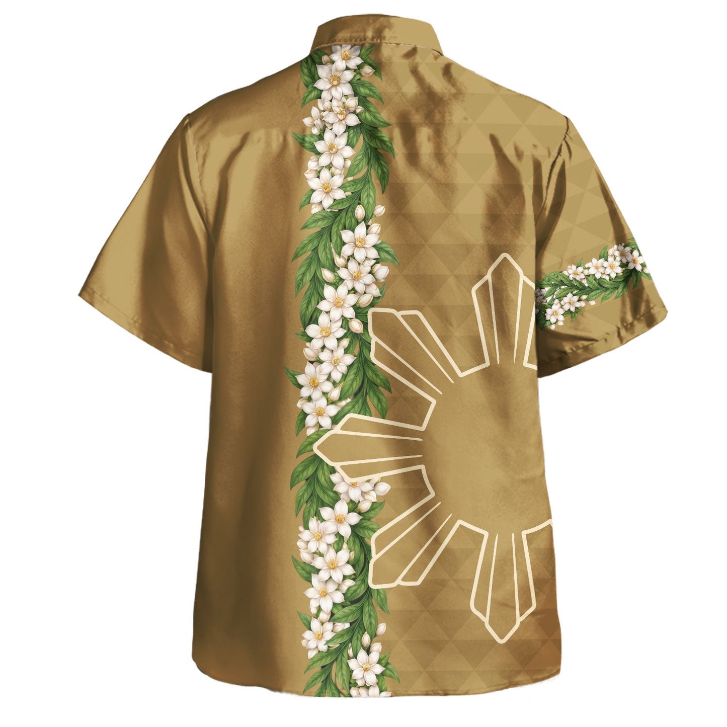Philippines Filipinos Hawaiian Shirt Sampaguita Flower Sun Pattern Island Style Hawaii Shirt