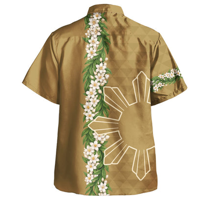 Philippines Filipinos Hawaiian Shirt Sampaguita Flower Sun Pattern Island Style Hawaii Shirt