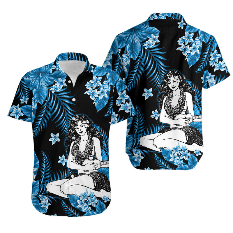 Hawaii Summer Colorful Hula Girl Hawaiian Shirt Light Blue