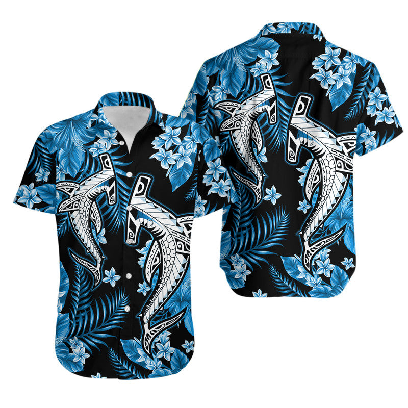 Hawaii Summer Colorful Shark Hawaiian Shirt Light Blue
