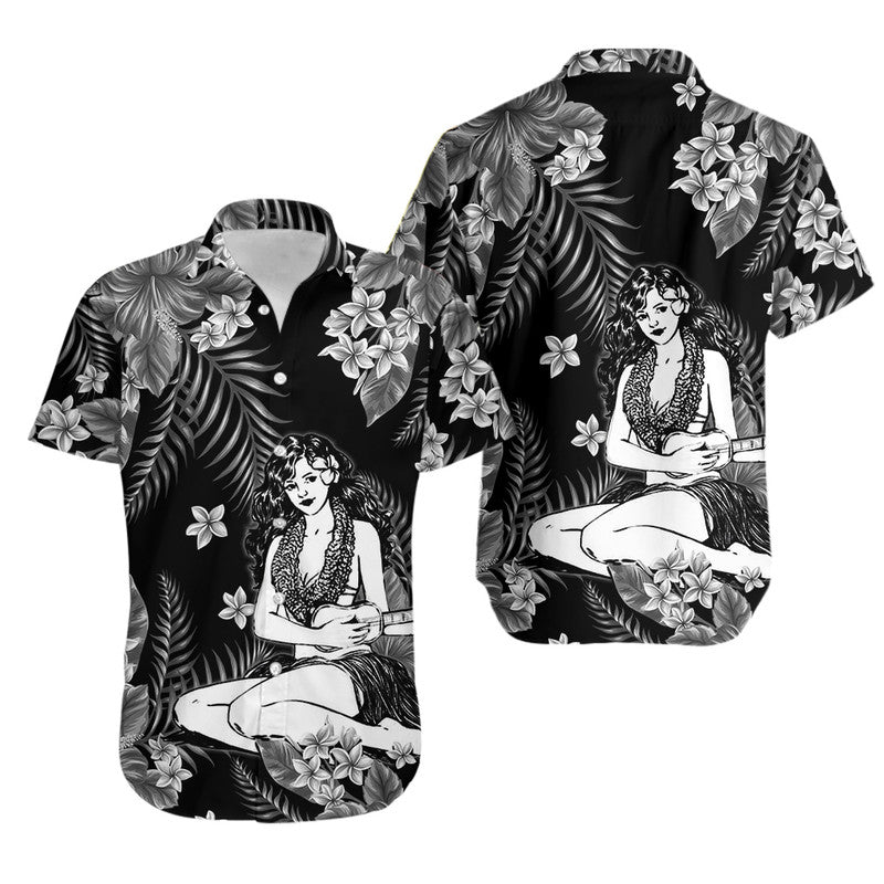 Hawaii Summer Colorful Hula Girl Hawaiian Shirt Gray