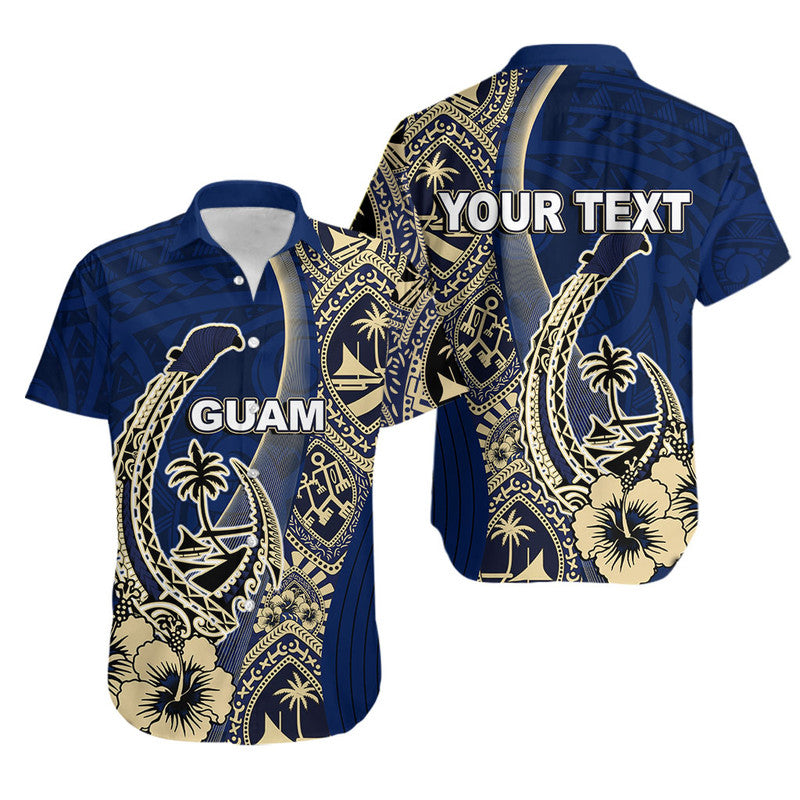 Custom Personalised Guam Fish Hook Hawaiian Shirt Blue Style