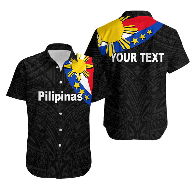 Custom Personalised Pilipinas Hawaiian Shirt Simple Style - Black