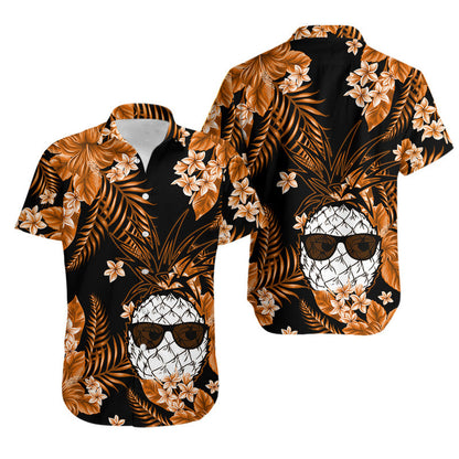Hawaii Matching Clothes For Couples Hawaii Summer Colorful Pineapple Combo Dress And Shirt Orange
