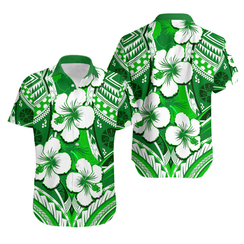 Hibiscus Hawaiian Shirt Fiji Patterns Green