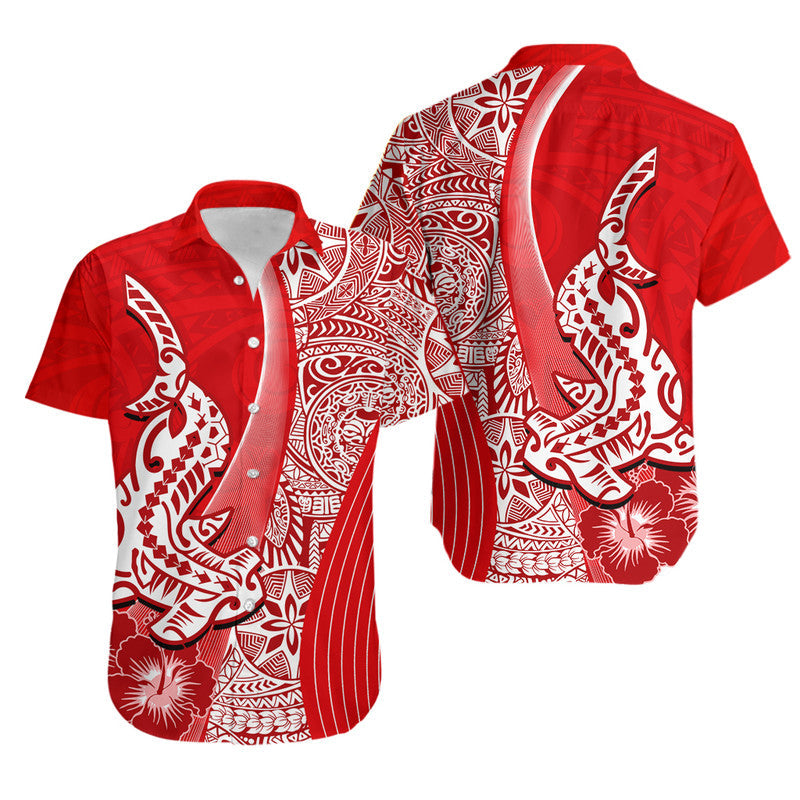 Hawaiian Shark Polynesian Hawaiian Shirt Vibe Red Style