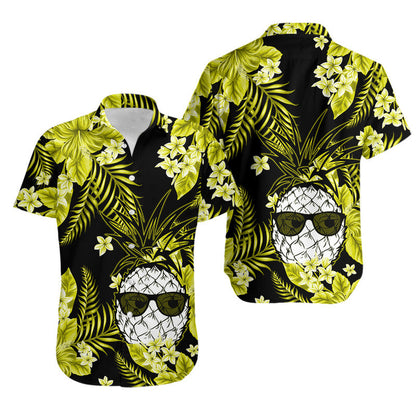 Hawaii Matching Clothes For Couples Hawaii Summer Colorful Pineapple Combo Dress And Shirt Yellow
