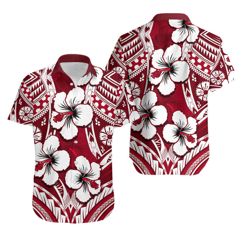 Hibiscus Hawaiian Shirt Fiji Patterns Red