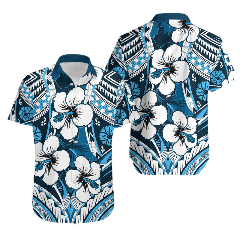 Hibiscus Hawaiian Shirt Fiji Patterns Blue