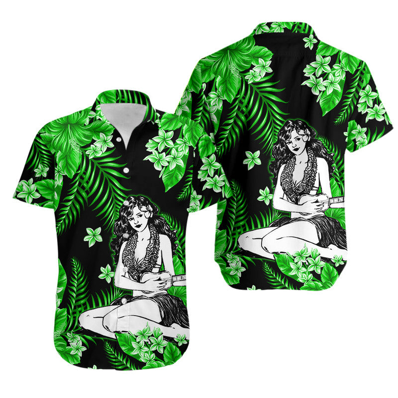 Hawaii Summer Colorful Hula Girl Hawaiian Shirt Green