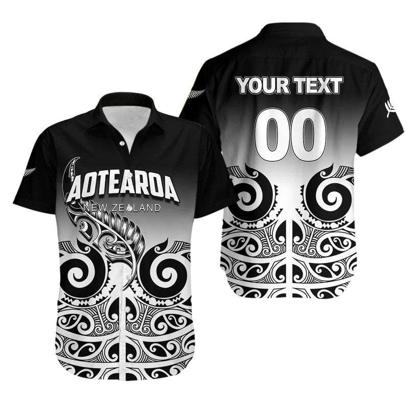 Custom Personalised New Zealand Rugby Hawaiian Shirt - Maori Fern Black style