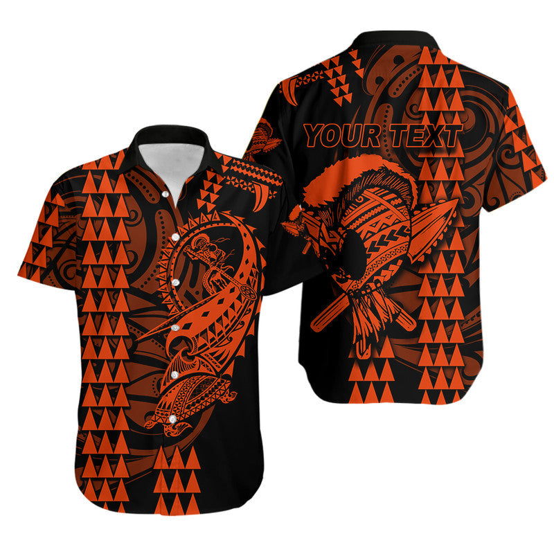 Custom Personalised Hawaii Polynesian Warrior Kakau Hawaiian Shirt - Orange