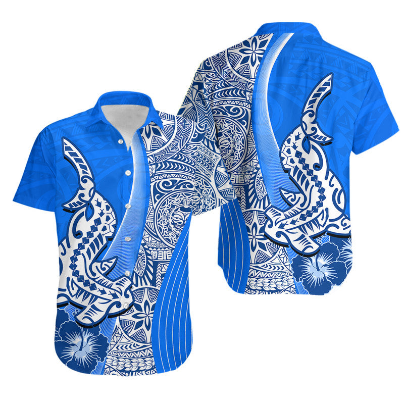 Hawaiian Shark Polynesian Hawaiian Shirt Vibe Blue Style