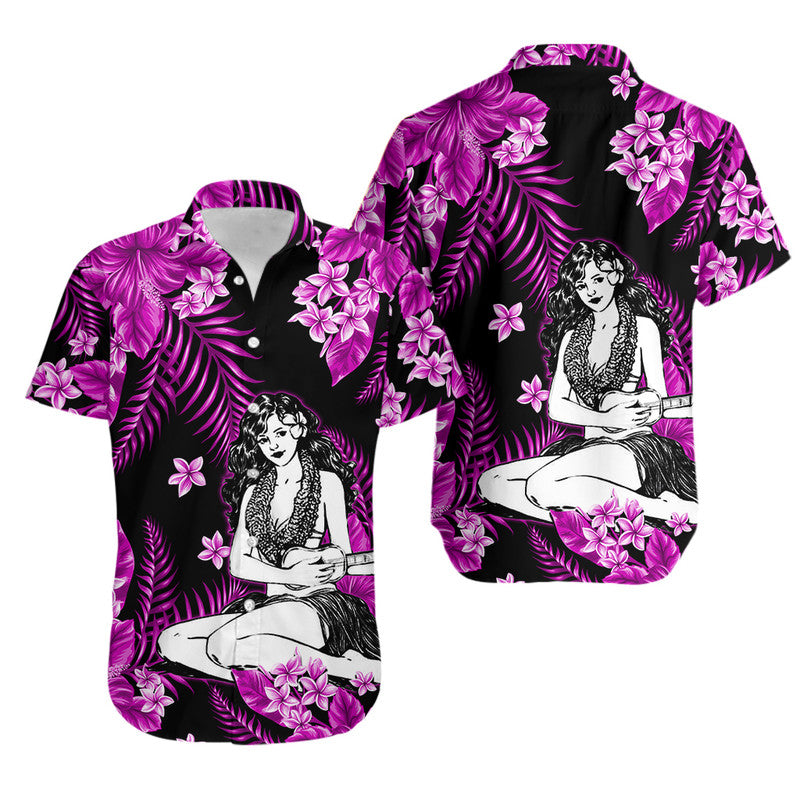 Hawaii Summer Colorful Hula Girl Hawaiian Shirt Purple