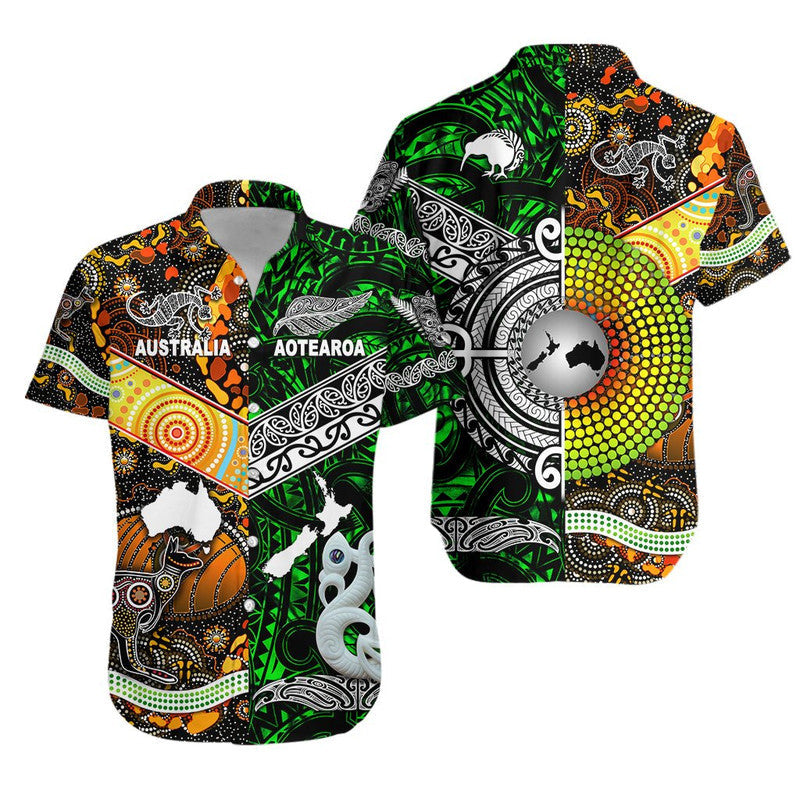 Matching Outfits For Couples New Zealand Maori Aotearoa And Australia Aboriginal Combo Dress And Shirt Together Green