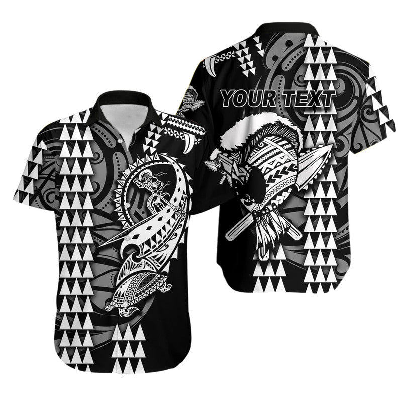 Custom Personalised Hawaii Polynesian Warrior Kakau Hawaiian Shirt - White