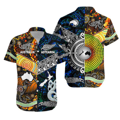 Matching Outfits For Couples New Zealand Maori Aotearoa And Australia Aboriginal Combo Dress And Shirt Together Blue