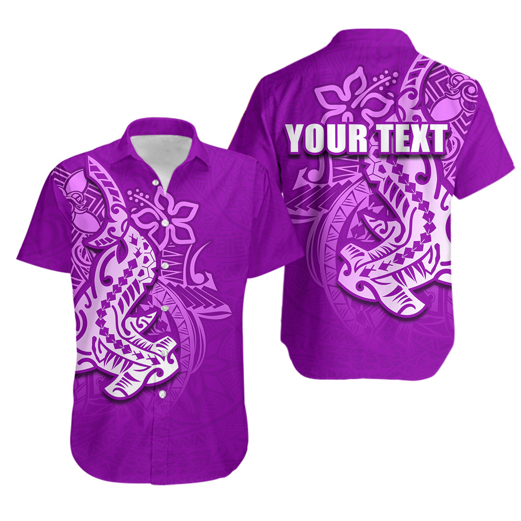 Custom Personalised Hammerhead shark Hawaiian Shirt Polynesian Purple Style