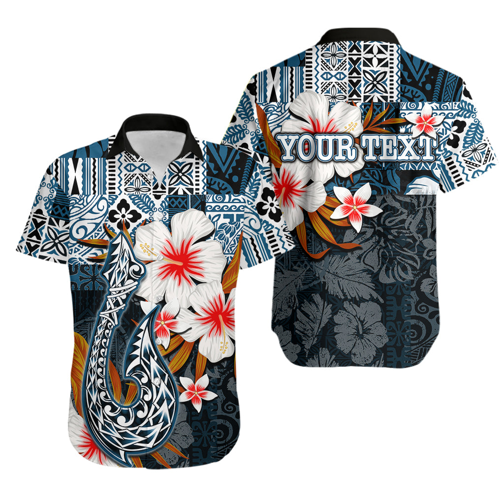 Custom Personalised Hawaii Fish Hook Hawaiian Shirt Blue Style