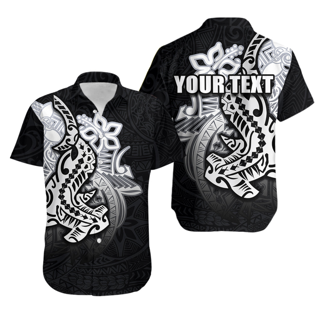 Custom Personalised Hammerhead shark Hawaiian Shirt Polynesian Black Style
