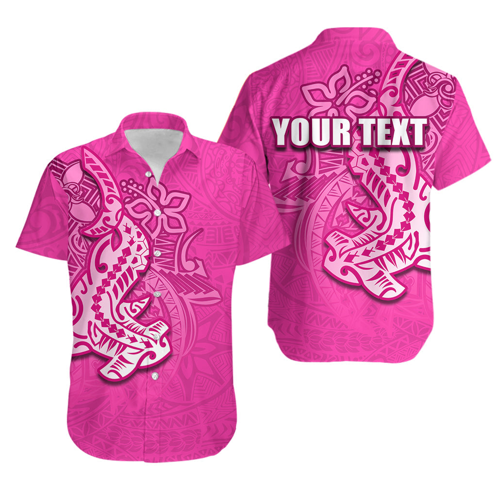 Custom Personalised Hammerhead shark Hawaiian Shirt Polynesian Pink Style