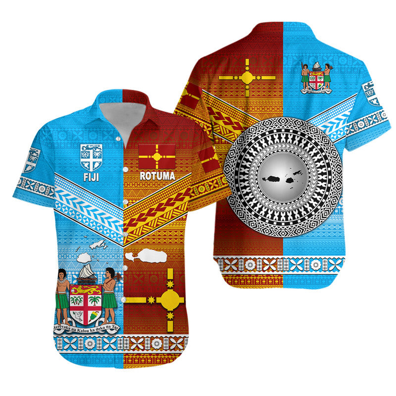 Fiji And Rotuma Tapa Pattern Hawaiian Shirt Together