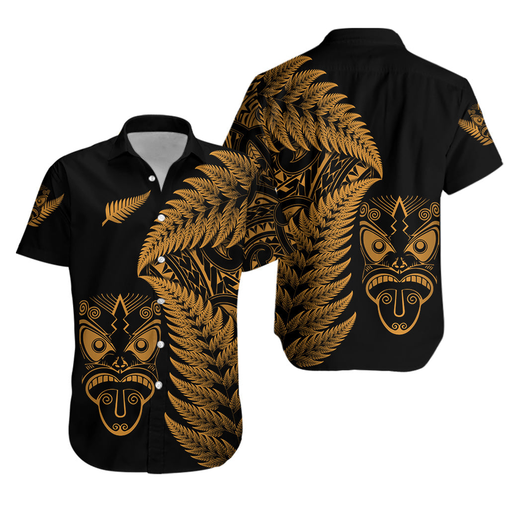 New Zealand Haka Rugby Maori Hawaiian Shirt Silver Fern Vibes - Gold