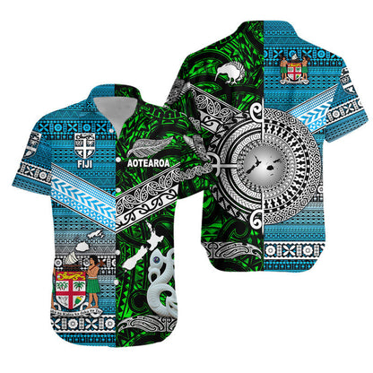 Matching Outfits For Couples New Zealand And Fiji Combo Dress And Shirt Together Green