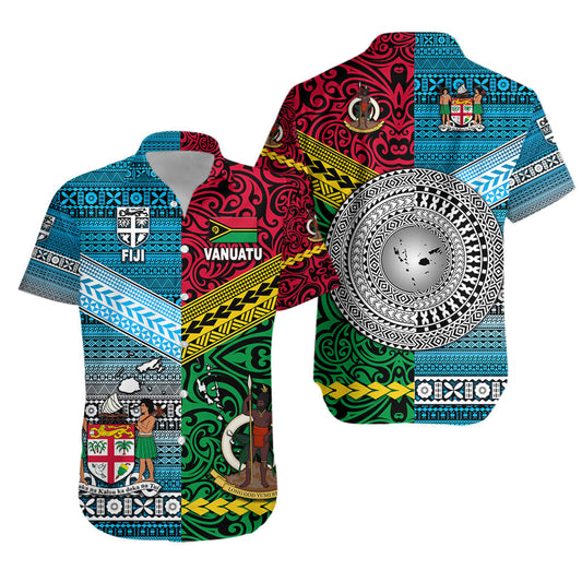 Vanuatu And Fiji Hawaiian Shirt Together - Bright Color