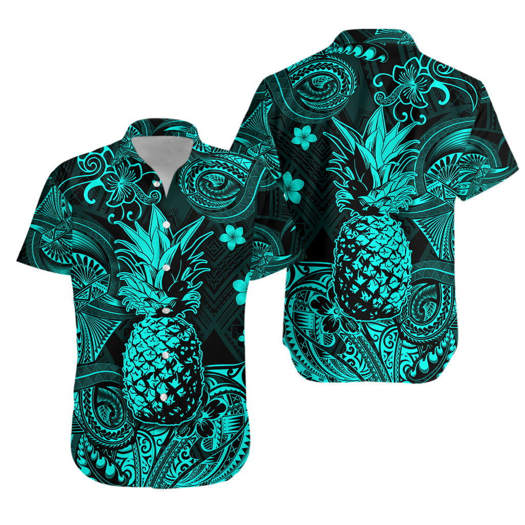 Hawaii Pineapple Polynesian Hawaiian Shirt Unique Style - Turquoise