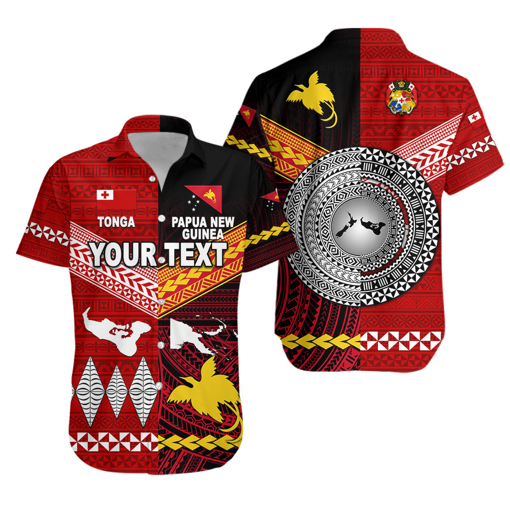 Custom Personalised Papua New Guinea And Tonga Hawaiian Shirt Polynesian Together - Red