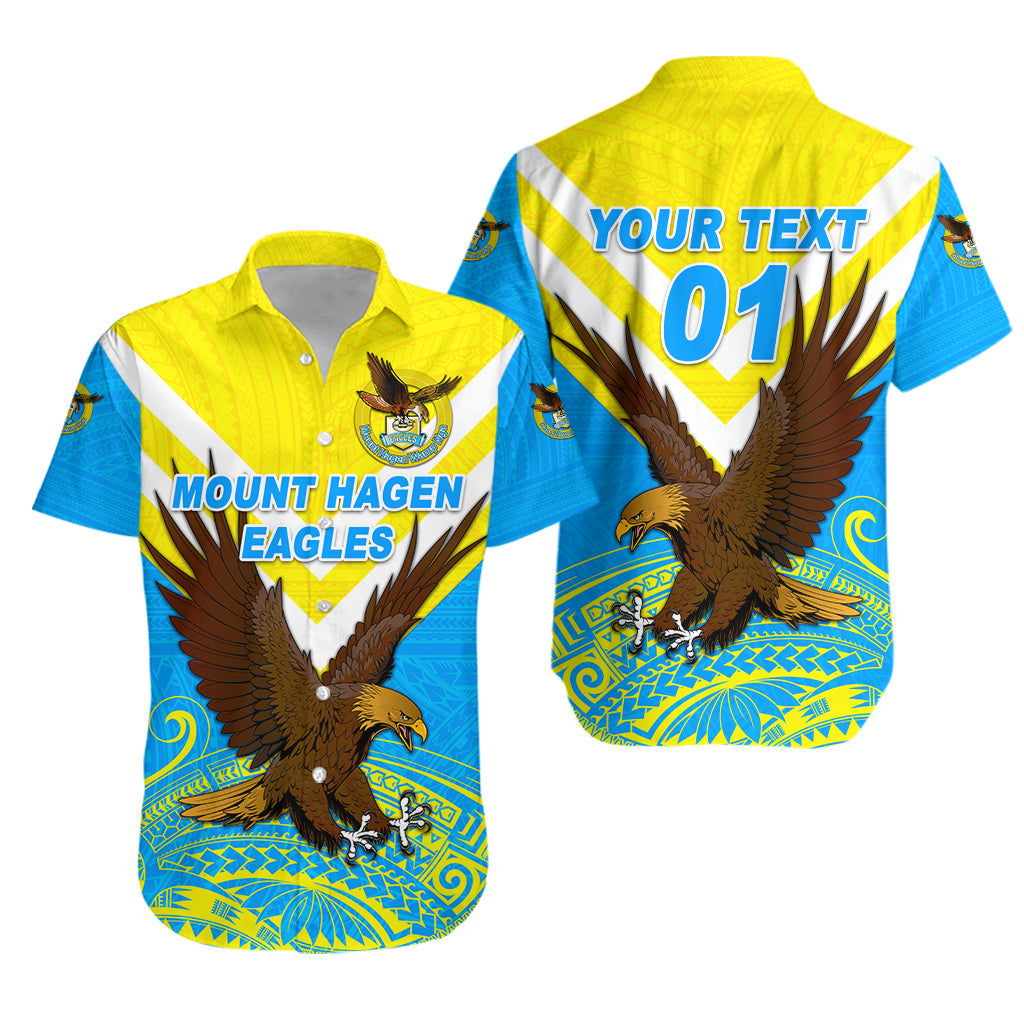 Custom Personalised Papua New Guinea Mount Hagen Eagles Hawaiian Shirt Wamp Nga Rugby - Blue, Custom Text And Number