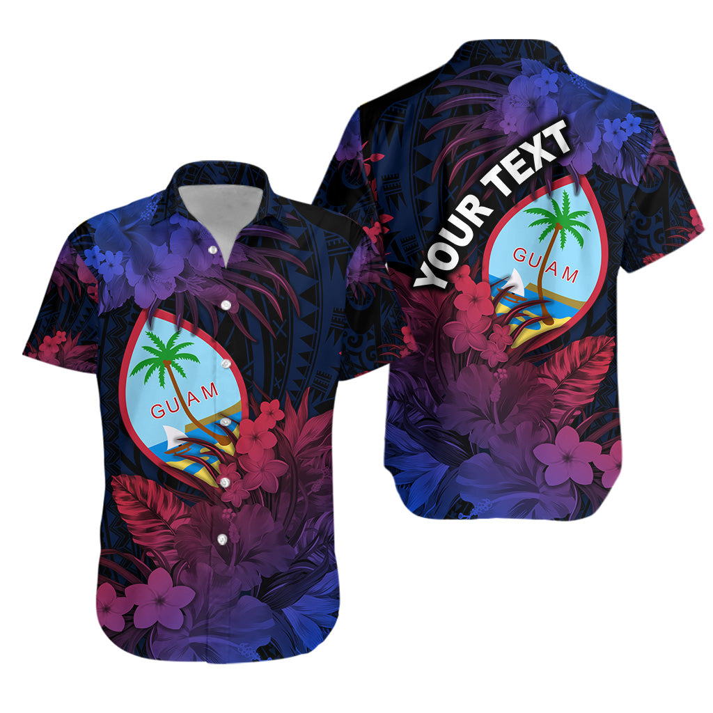 Custom Personalised Guam Polynesian Hawaiian Shirt Tropical Flowers - Gradient Vibes