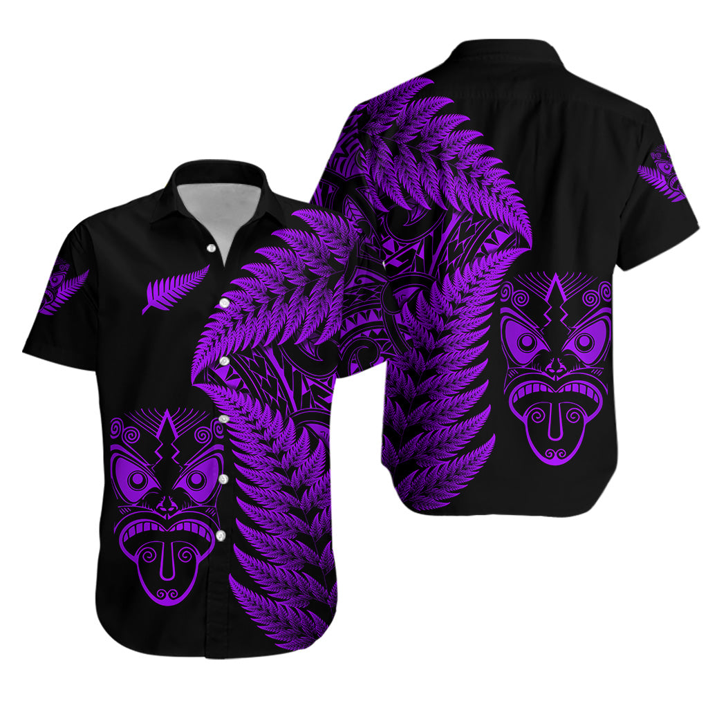 New Zealand Haka Rugby Maori Hawaiian Shirt Silver Fern Vibes - Purple